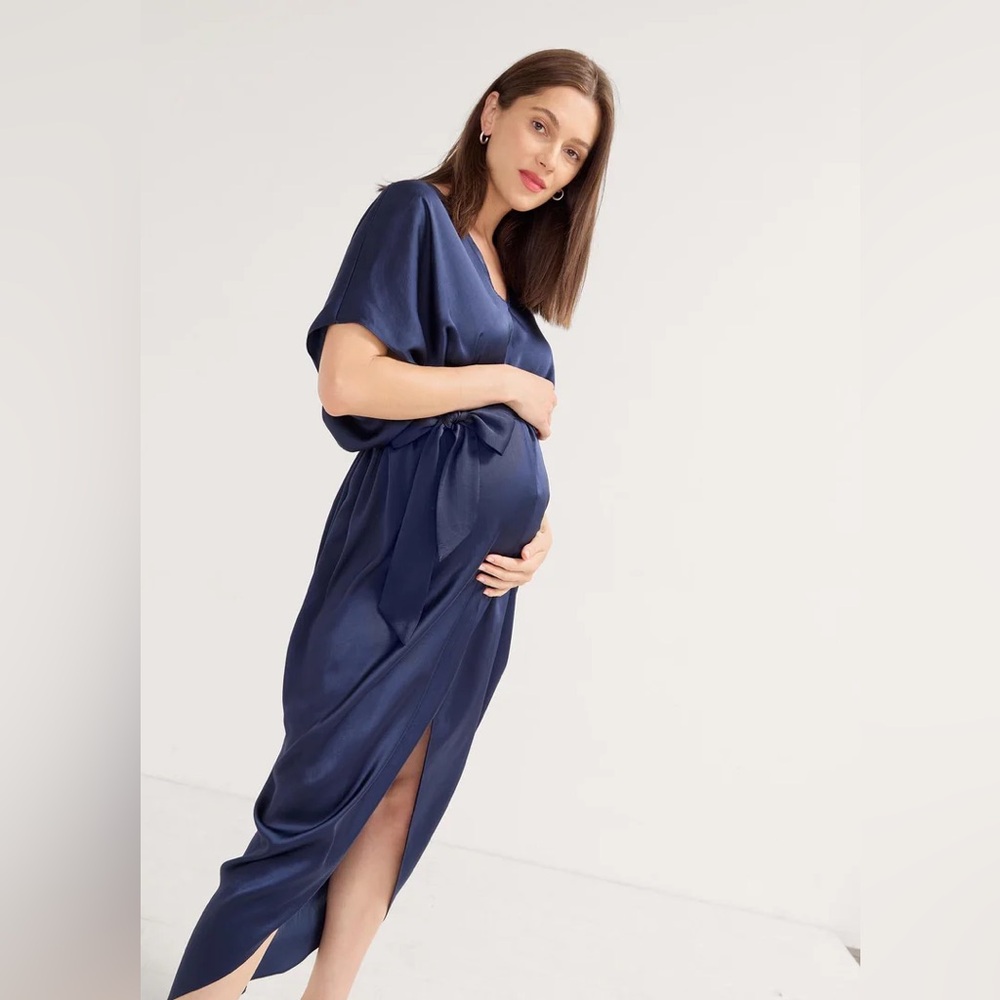 Elegant Navy Maternity Dress - Picture 5 of 7